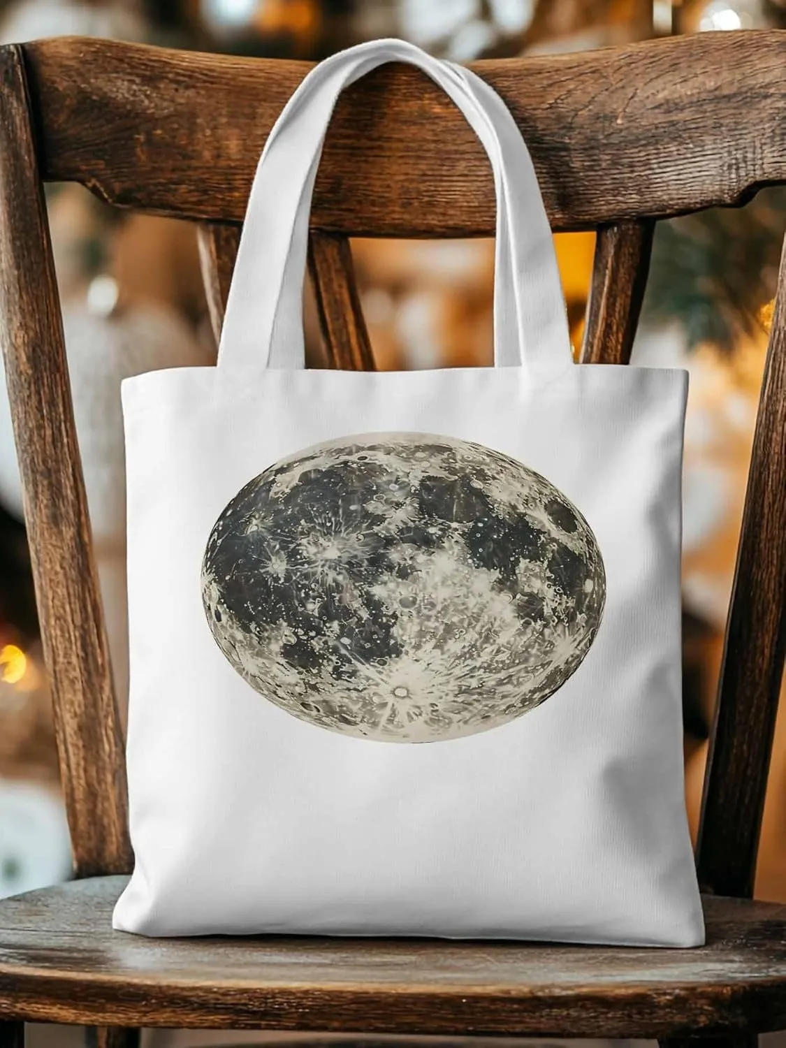 Canvas Tote Bag, Moon Aesthetic Canvas Tote Handbags for Women Shoulder Bag Earth Day
