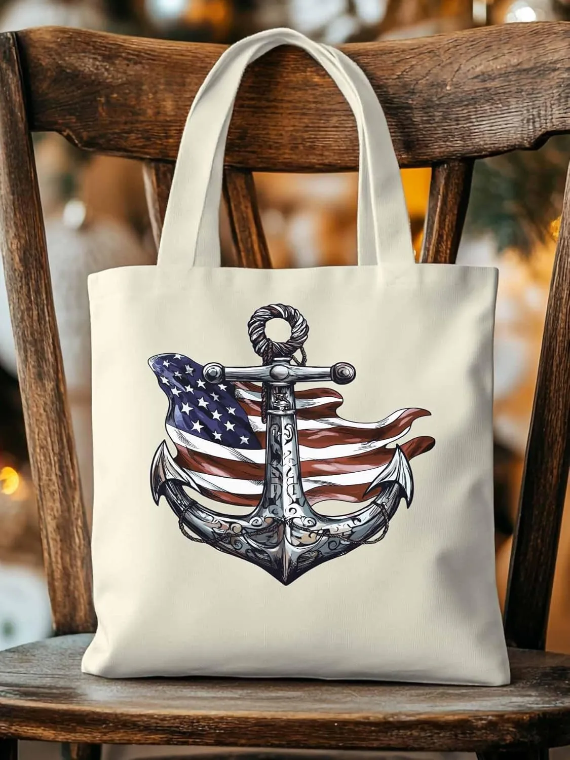 Canvas Tote Bag, Nautical Flag Print Anchor patterned Canvas Tote Handbags for Women Shoulder Bag,