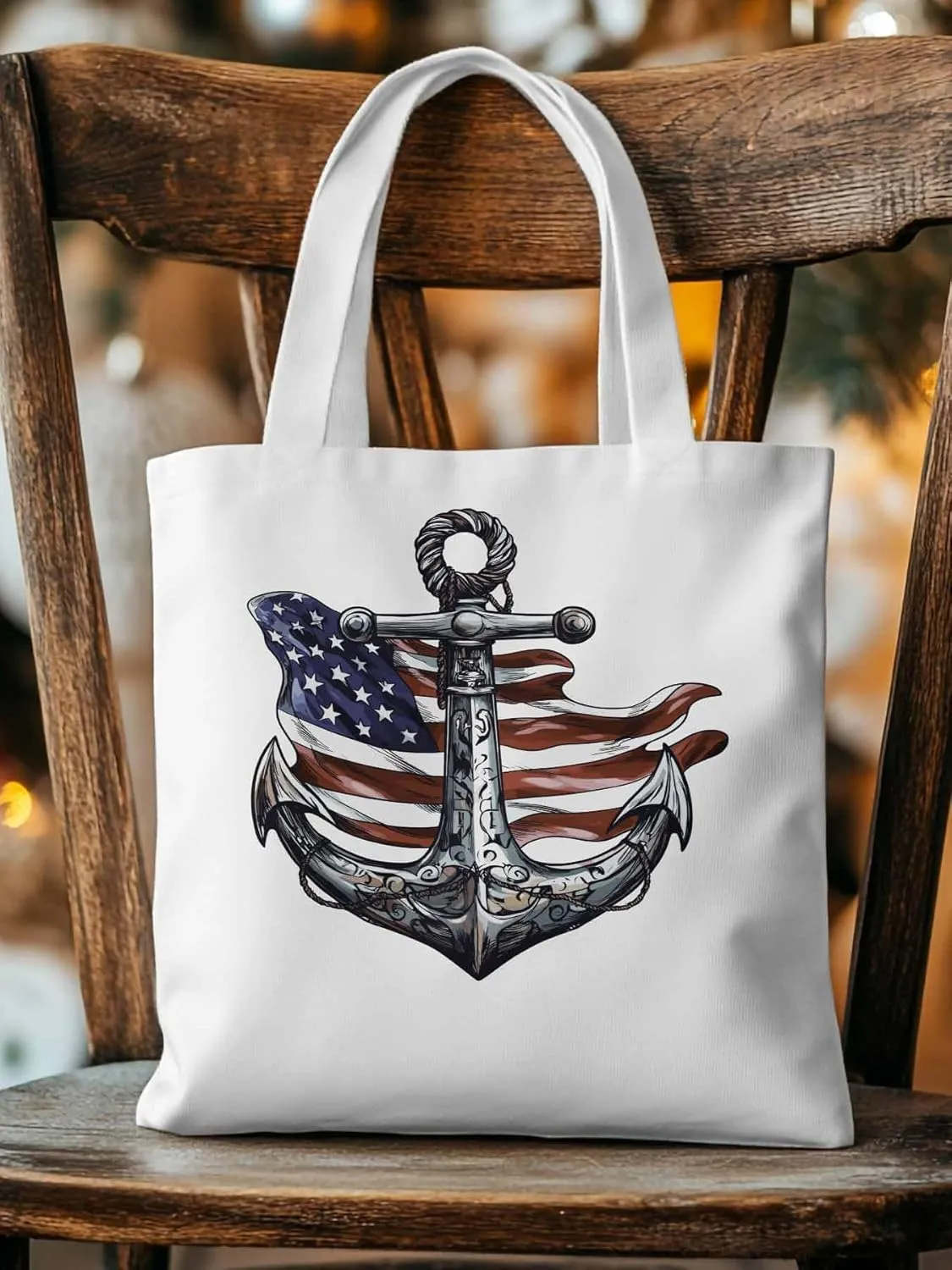 Canvas Tote Bag, Nautical Flag Print Anchor patterned Canvas Tote Handbags for Women Shoulder Bag,