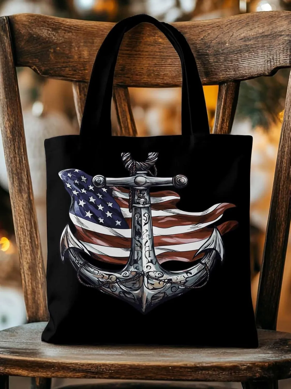 Canvas Tote Bag, Nautical Flag Print Anchor patterned Canvas Tote Handbags for Women Shoulder Bag,