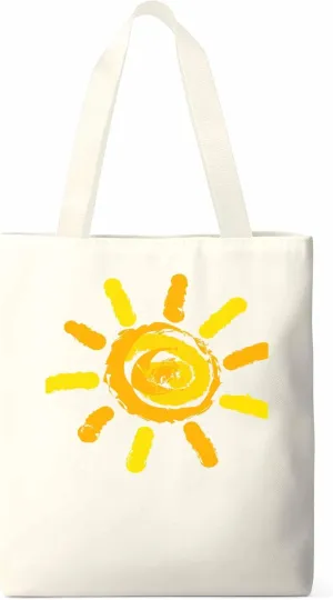 Canvas Tote Bag, Orange Yellow Sun Print patterned Canvas Tote Handbags for Women Shoulder Bag,