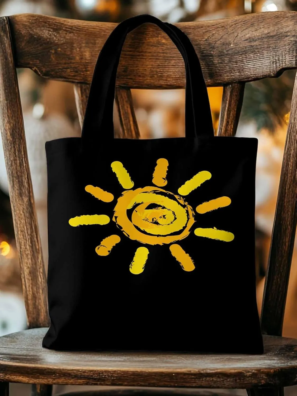 Canvas Tote Bag, Orange Yellow Sun Print patterned Canvas Tote Handbags for Women Shoulder Bag,