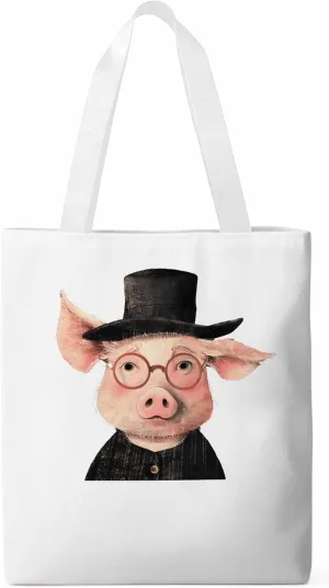 Canvas Tote Bag, Pig Aesthetic Canvas Tote Handbags for Women Shoulder Bag Animals Print