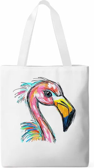 Canvas Tote Bag, Pink Painting Flamingo Aesthetic Canvas Tote Handbags for Women Shoulder Bag