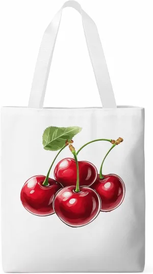 Canvas Tote Bag, Red Cherry Aesthetic Canvas Tote Handbags for Women Shoulder Bag,