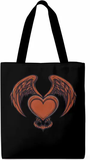 Canvas Tote Bag, Red Devil Wings Love Valentine's Day Aesthetic Canvas Tote Handbags for Women Shoulder Bag