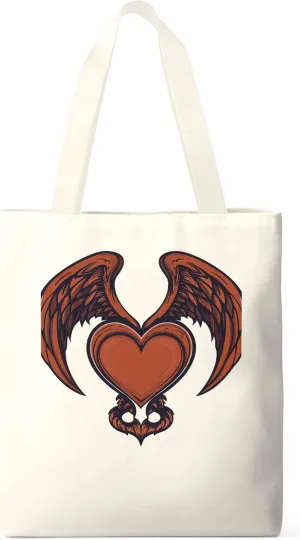 Canvas Tote Bag, Red Devil Wings Love Valentine's Day Aesthetic Canvas Tote Handbags for Women Shoulder Bag