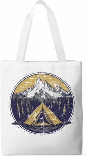 Canvas Tote Bag, Retro Comics Forest Camping Aesthetic Canvas Tote Handbags for Women Shoulder Bag,