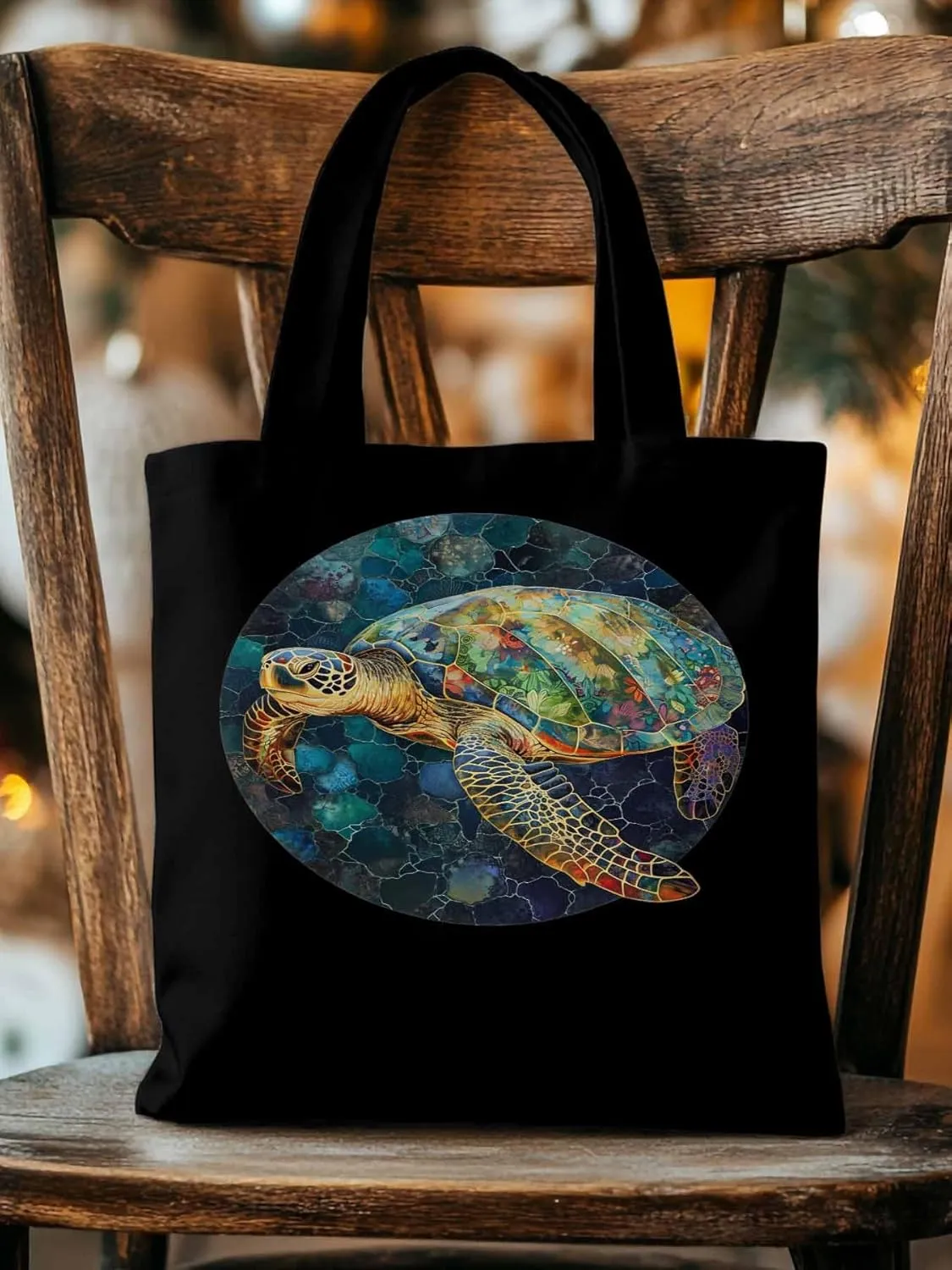 Canvas Tote Bag, Sea Turtle Aesthetic Canvas Tote Handbags for Women Shoulder Bag Anmials Print