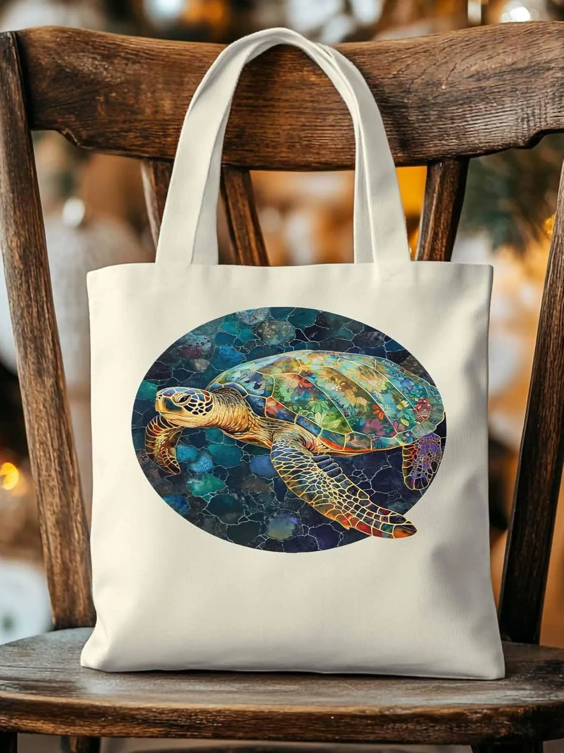 Canvas Tote Bag, Sea Turtle Aesthetic Canvas Tote Handbags for Women Shoulder Bag Anmials Print