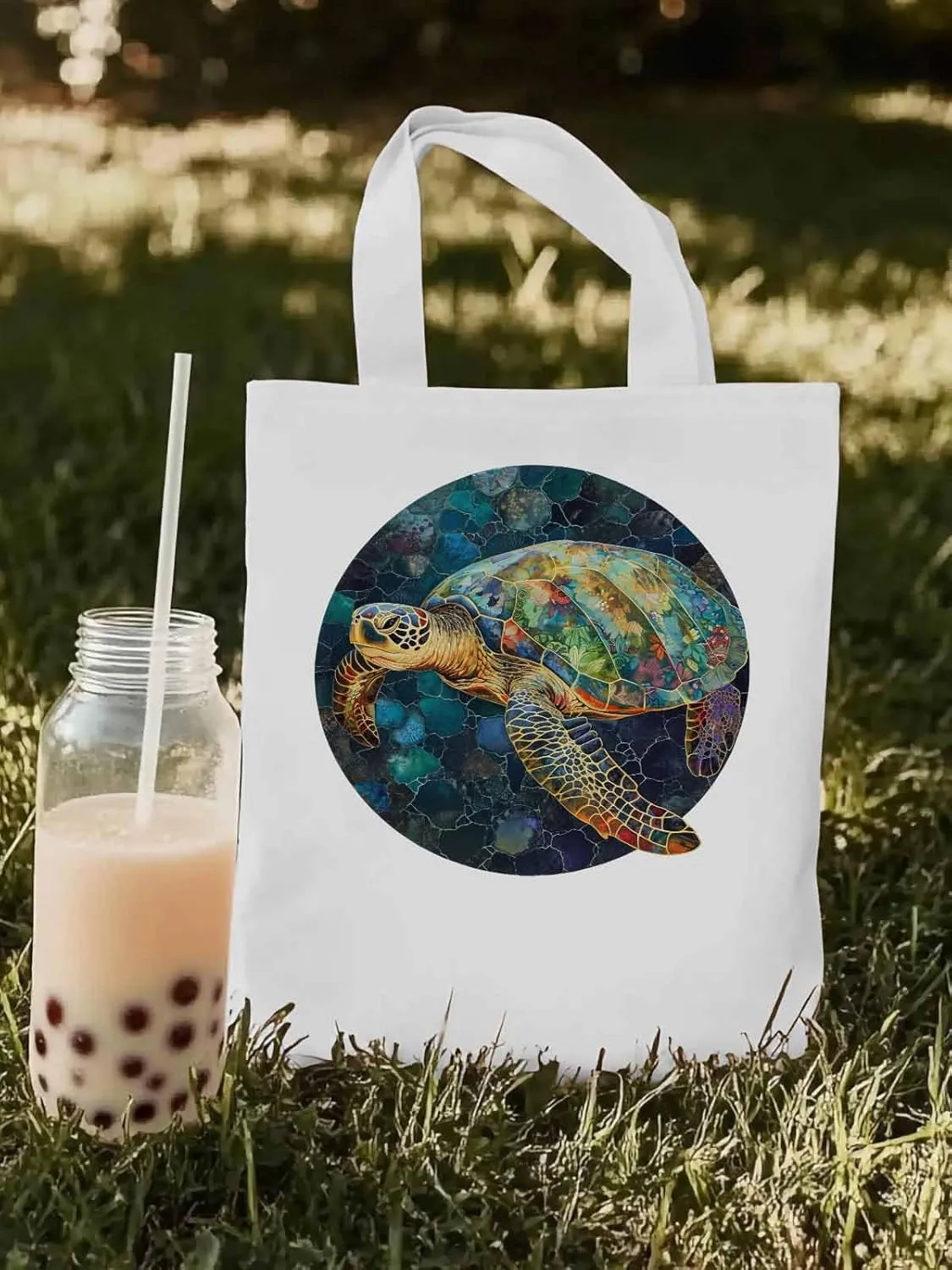 Canvas Tote Bag, Sea Turtle Aesthetic Canvas Tote Handbags for Women Shoulder Bag Anmials Print