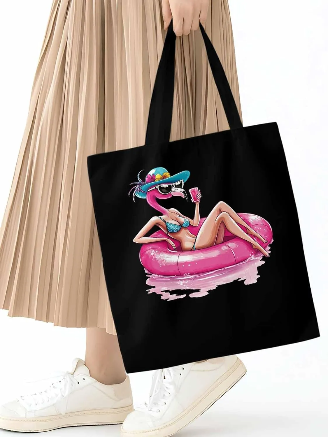 Canvas Tote Bag, Sexy Pink Flamingo Aesthetic Canvas Tote Handbags for Women Shoulder Bag,