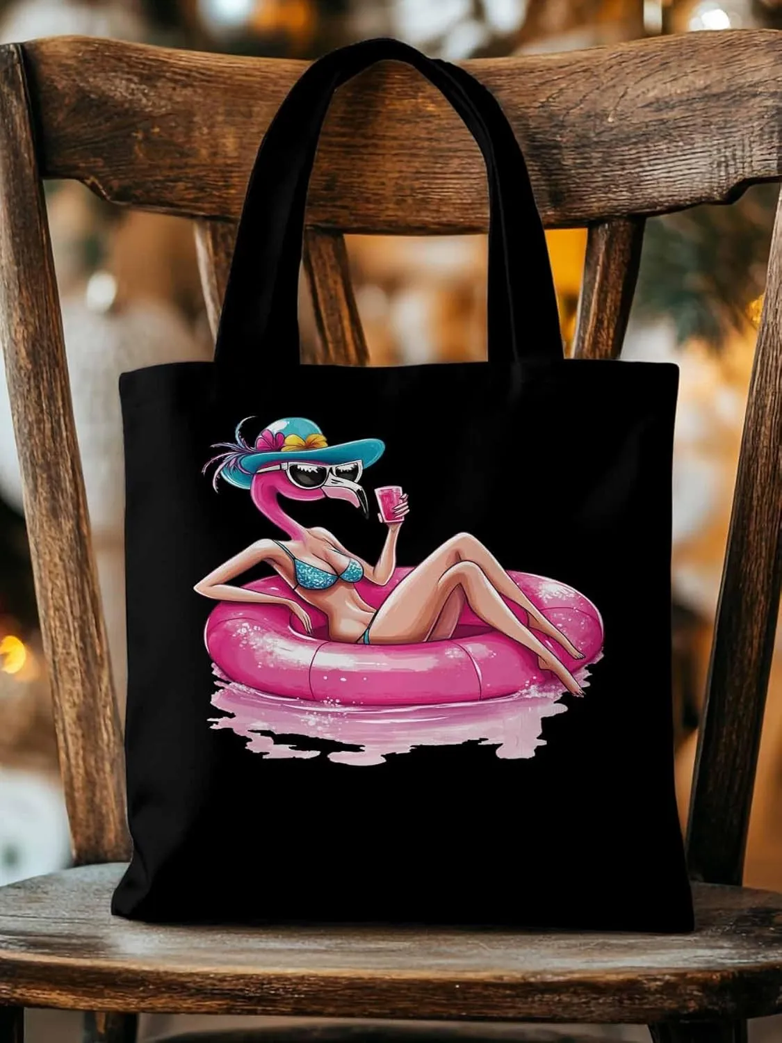 Canvas Tote Bag, Sexy Pink Flamingo Aesthetic Canvas Tote Handbags for Women Shoulder Bag,