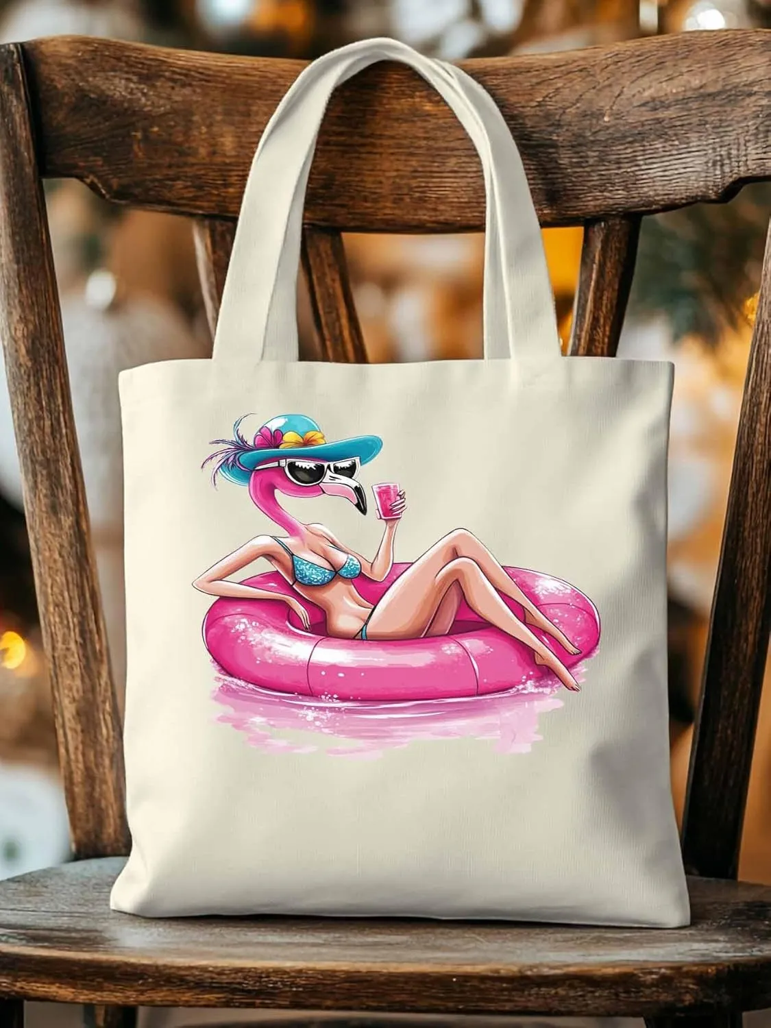 Canvas Tote Bag, Sexy Pink Flamingo Aesthetic Canvas Tote Handbags for Women Shoulder Bag,