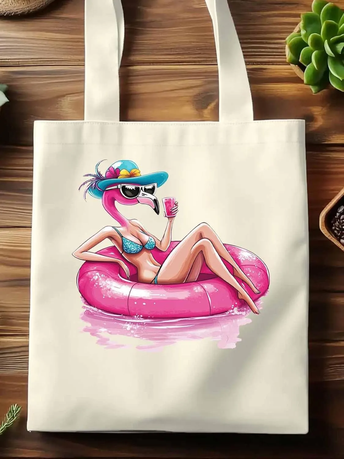 Canvas Tote Bag, Sexy Pink Flamingo Aesthetic Canvas Tote Handbags for Women Shoulder Bag,