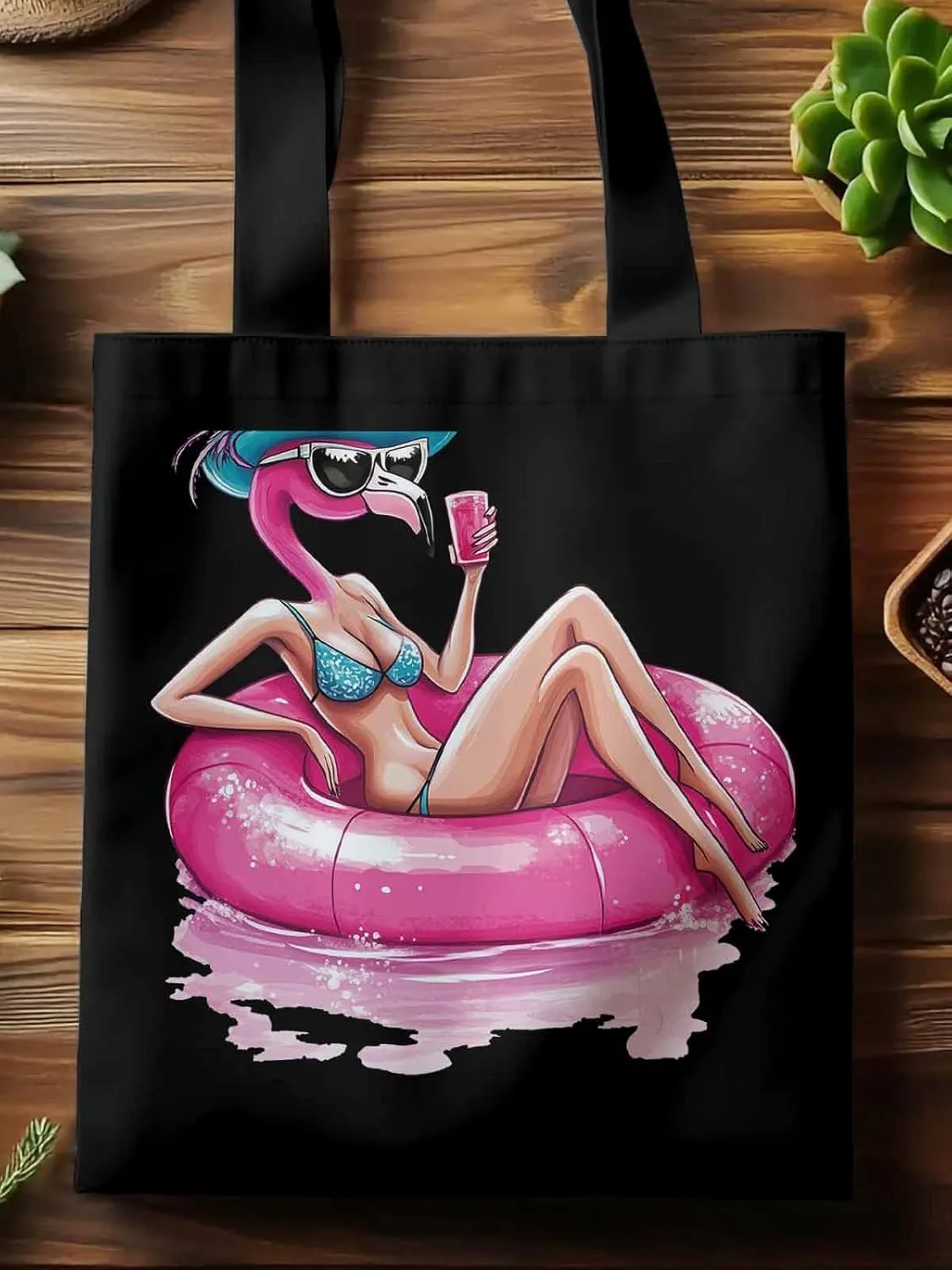 Canvas Tote Bag, Sexy Pink Flamingo Aesthetic Canvas Tote Handbags for Women Shoulder Bag,