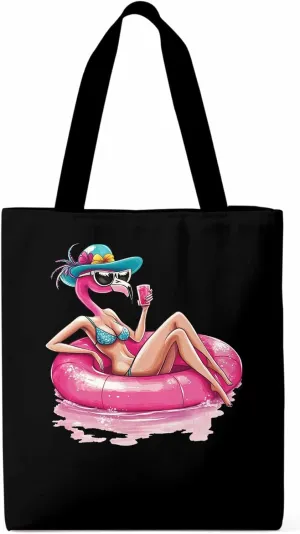 Canvas Tote Bag, Sexy Pink Flamingo Aesthetic Canvas Tote Handbags for Women Shoulder Bag,