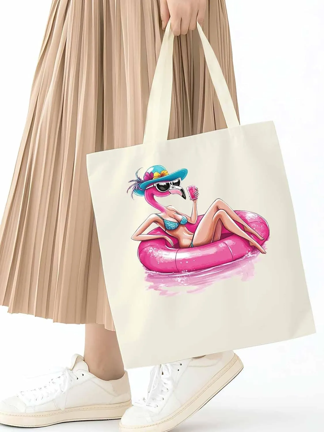 Canvas Tote Bag, Sexy Pink Flamingo Aesthetic Canvas Tote Handbags for Women Shoulder Bag,