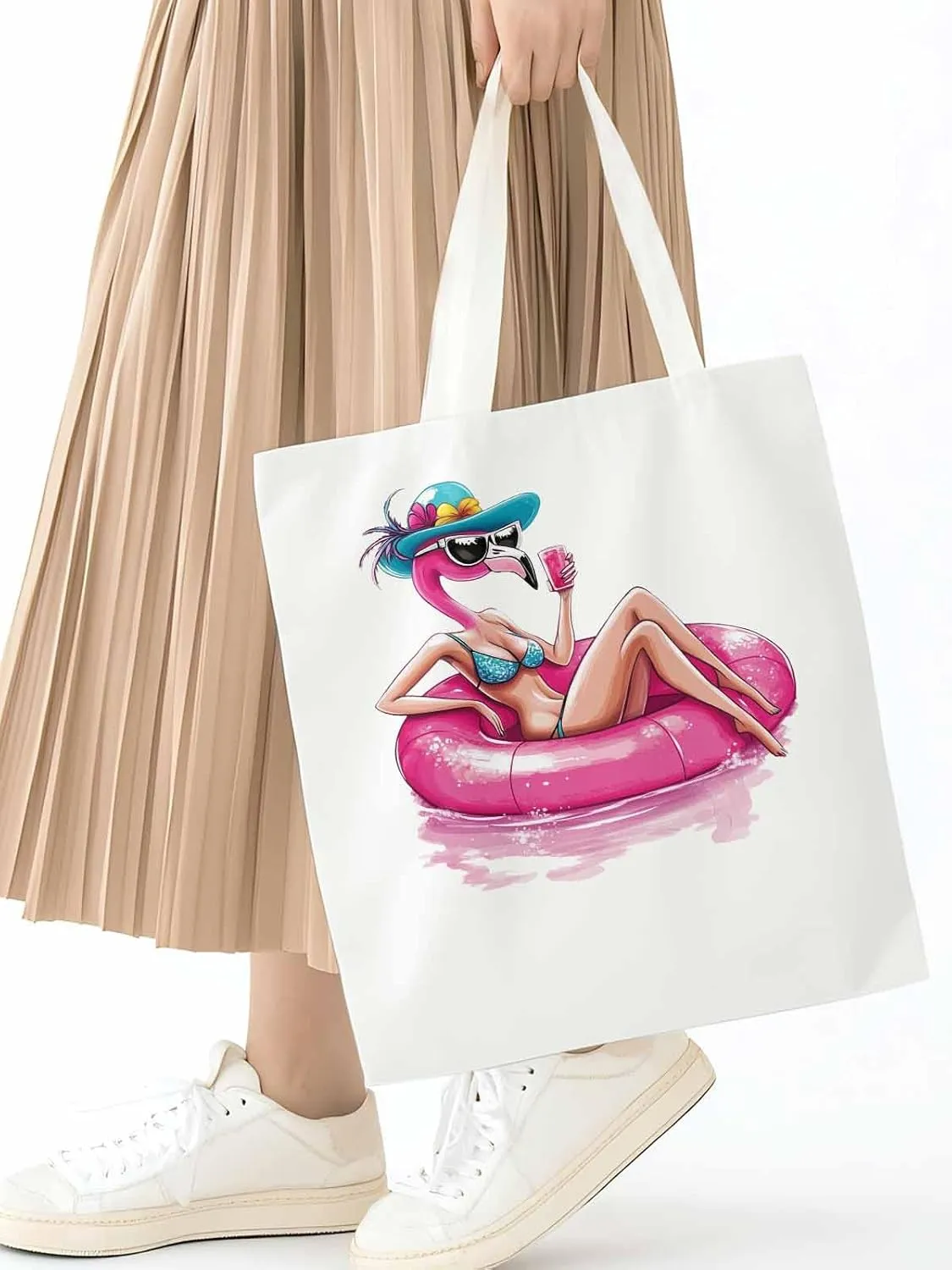 Canvas Tote Bag, Sexy Pink Flamingo Aesthetic Canvas Tote Handbags for Women Shoulder Bag,
