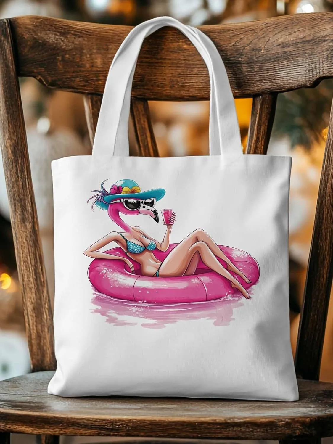 Canvas Tote Bag, Sexy Pink Flamingo Aesthetic Canvas Tote Handbags for Women Shoulder Bag,