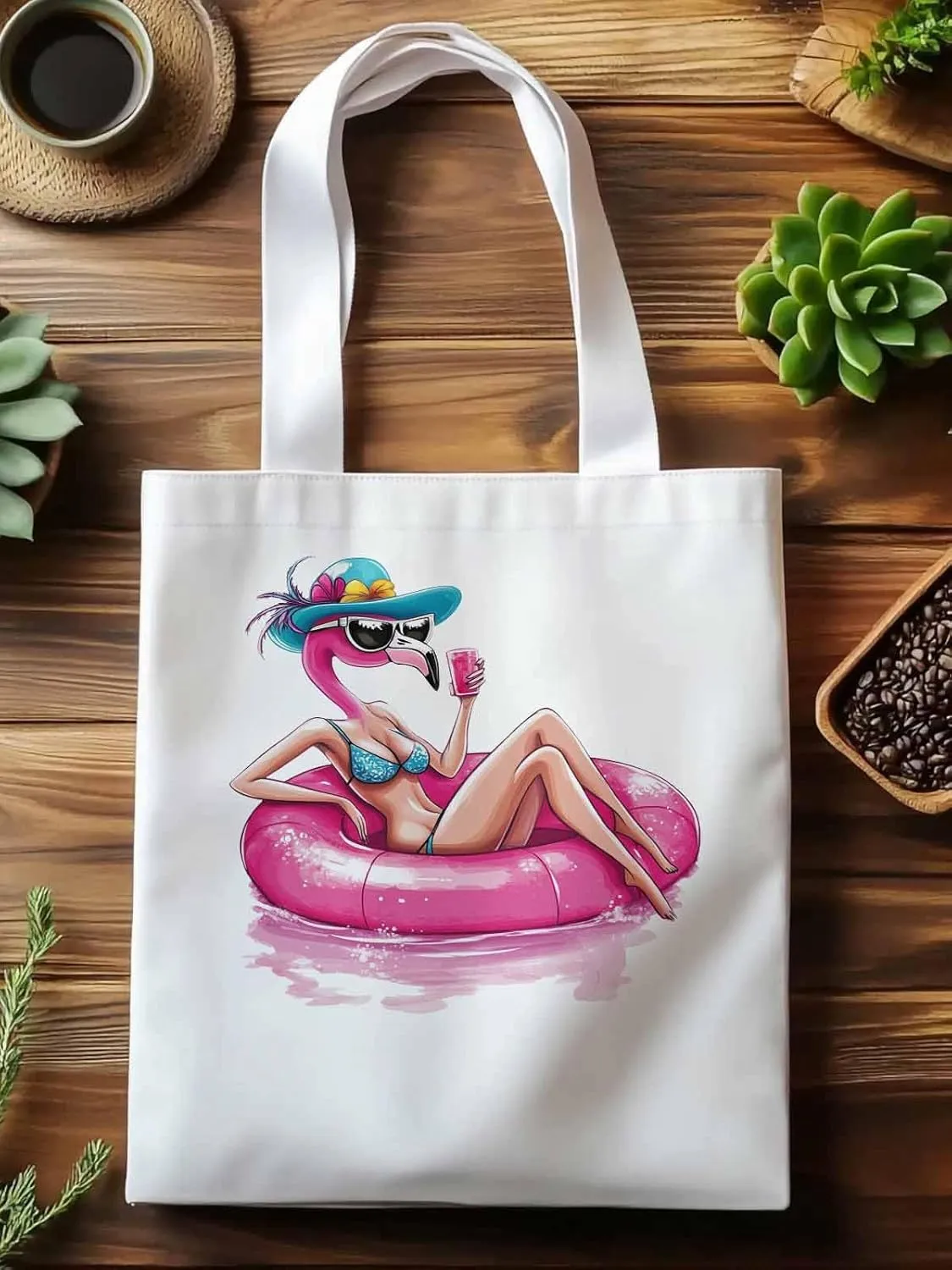 Canvas Tote Bag, Sexy Pink Flamingo Aesthetic Canvas Tote Handbags for Women Shoulder Bag,