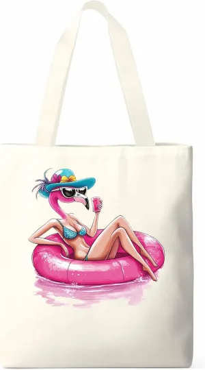 Canvas Tote Bag, Sexy Pink Flamingo Aesthetic Canvas Tote Handbags for Women Shoulder Bag,