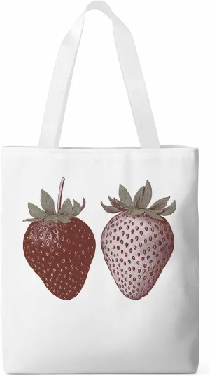 Canvas Tote Bag, Strawberry Vintage Aesthetic Canvas Tote Handbags for Women Shoulder Bag Fruit Cartoon