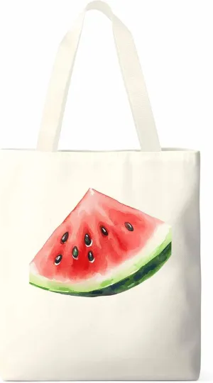 Canvas Tote Bag, Summer Watermelon Print Aesthetic Canvas Tote Handbags for Women Shoulder Bag