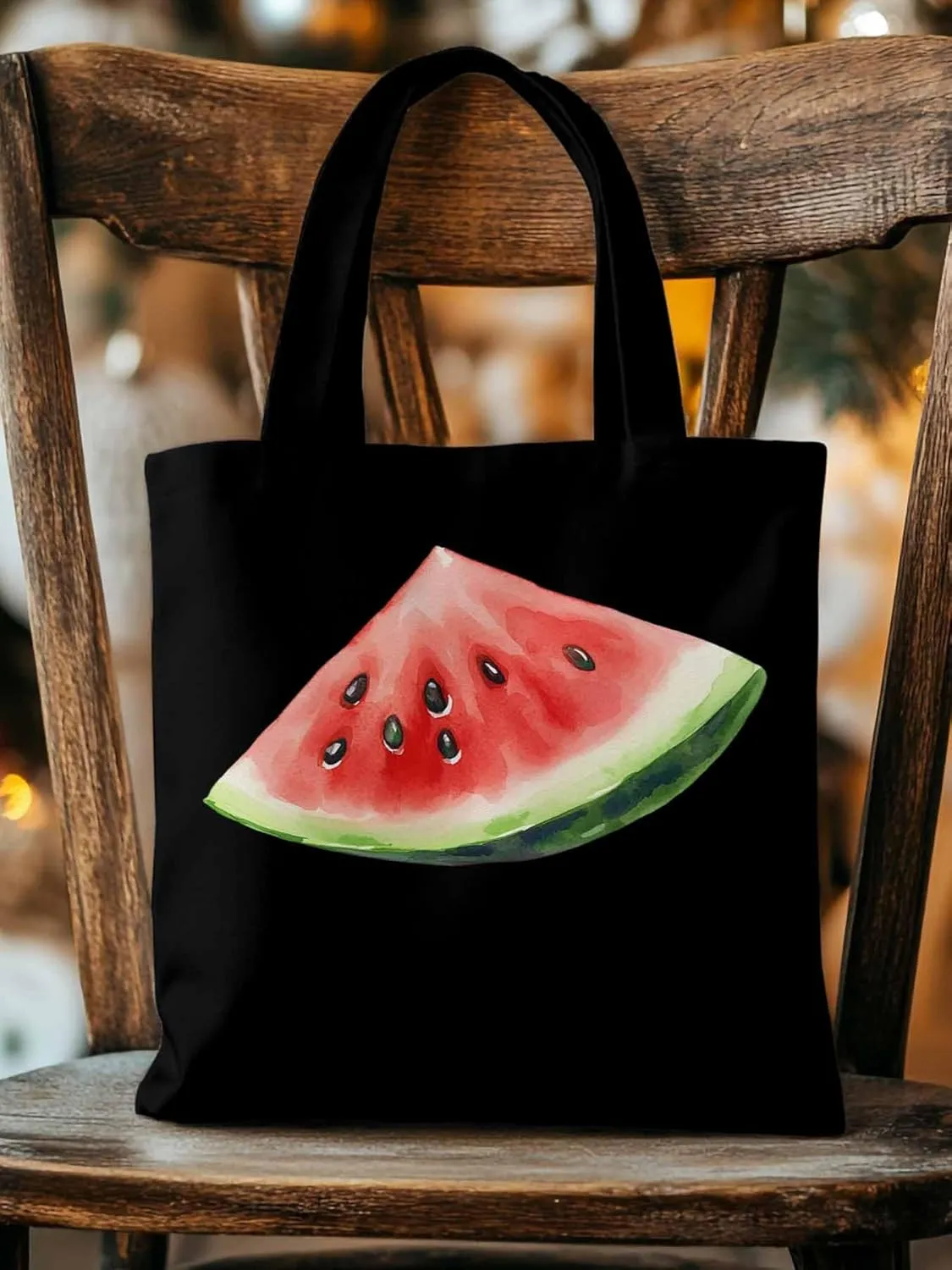 Canvas Tote Bag, Summer Watermelon Print Aesthetic Canvas Tote Handbags for Women Shoulder Bag