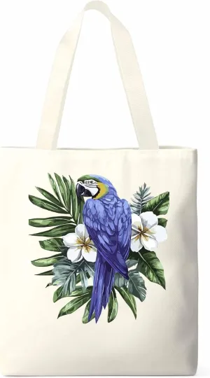 Canvas Tote Bag, Tropical Palm Leaves Parrot Aesthetic Canvas Tote Handbags for Women Shoulder Bag,