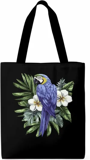 Canvas Tote Bag, Tropical Palm Leaves Parrot Aesthetic Canvas Tote Handbags for Women Shoulder Bag,