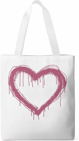 Canvas Tote Bag, Valentine's Day Abstract Pink Love Aesthetic Canvas Tote Handbags for Women Shoulder Bag