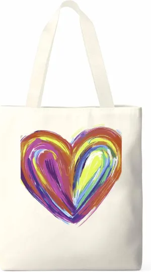 Canvas Tote Bag, Valentine's Day Aesthetic Canvas Tote Handbags for Women Shoulder Bag Abstract Love Heart