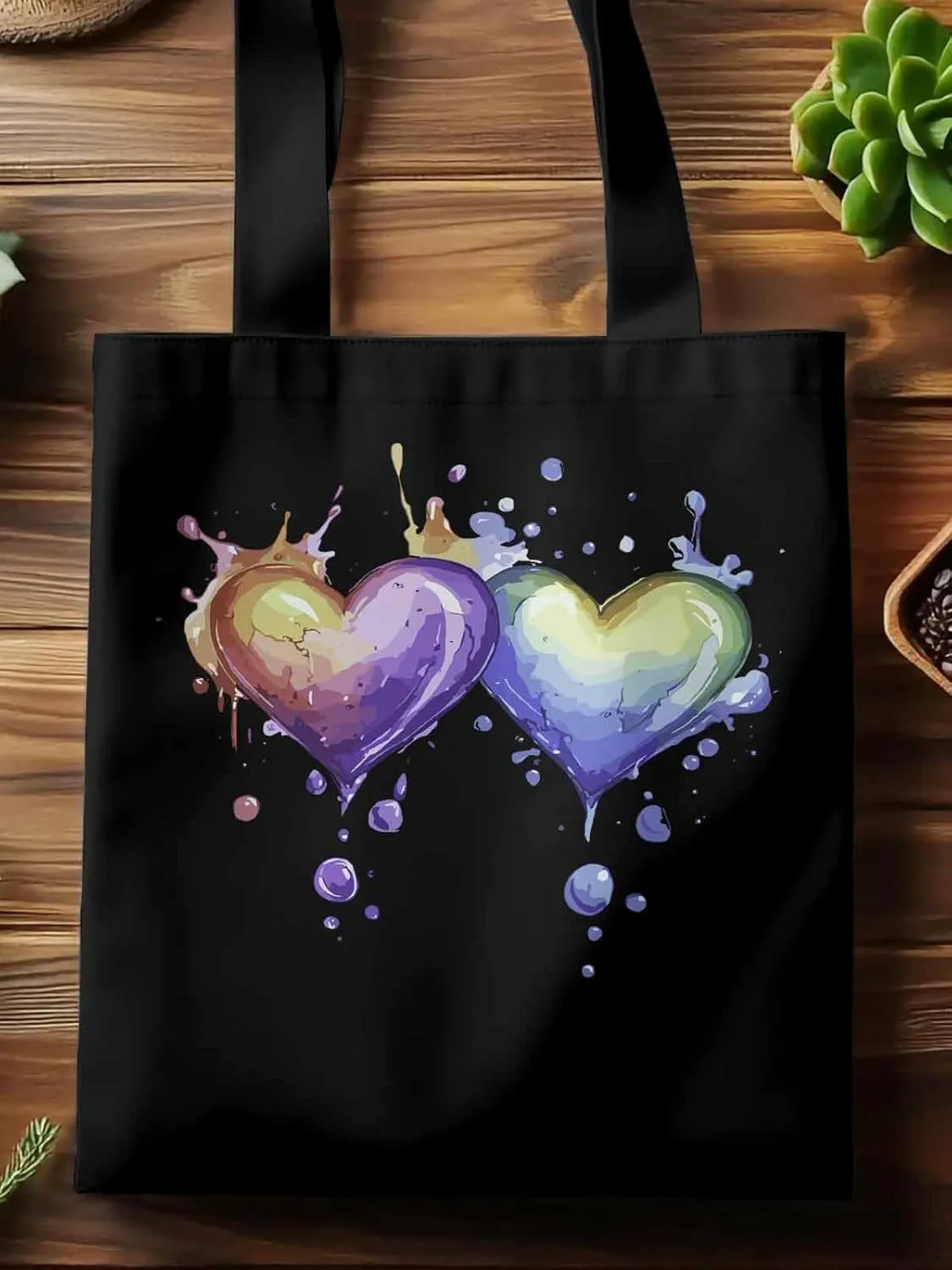 Canvas Tote Bag, Valentine's Day Aesthetic Canvas Tote Handbags for Women Shoulder Bag Love Heart Cartoon