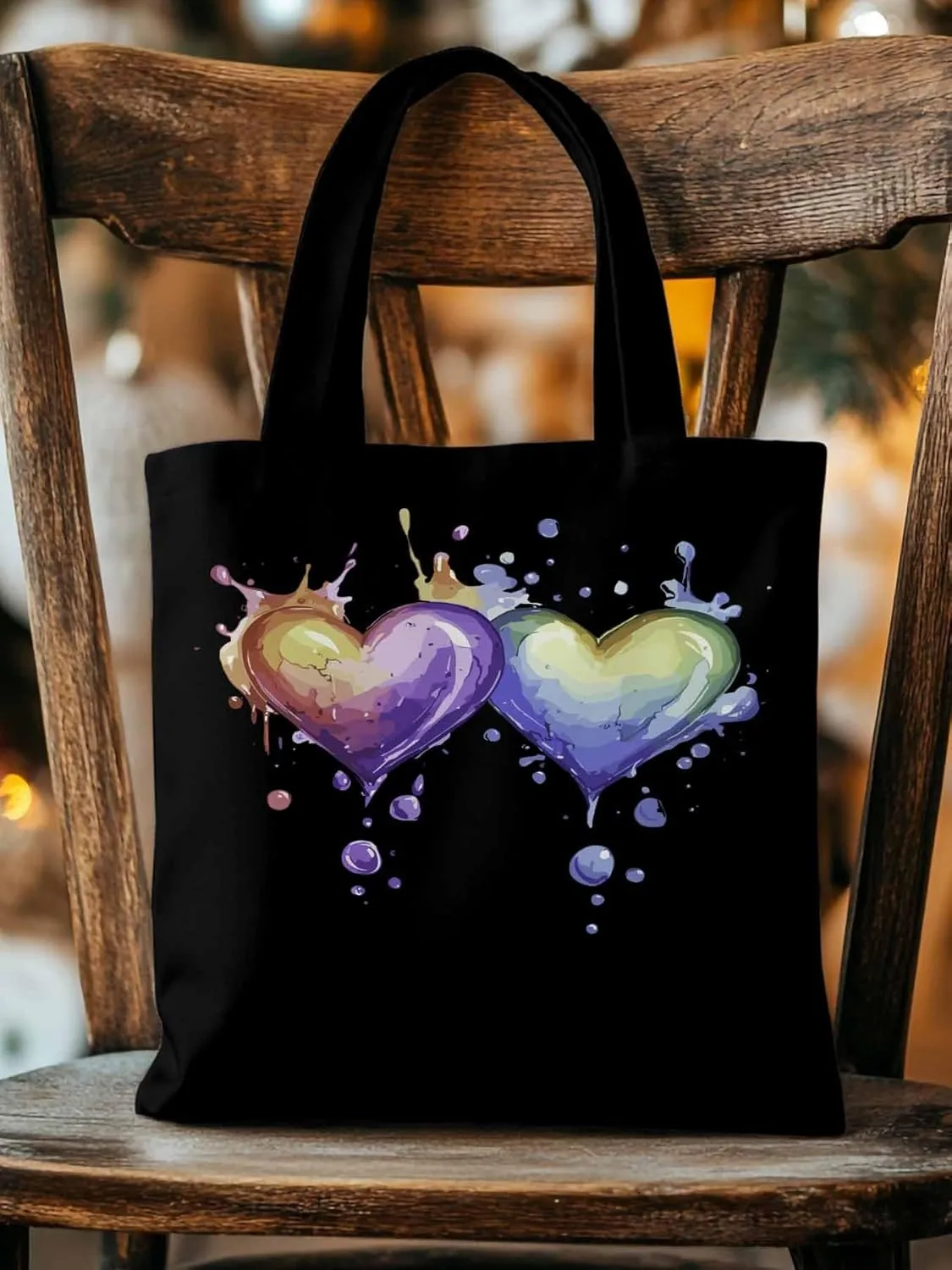 Canvas Tote Bag, Valentine's Day Aesthetic Canvas Tote Handbags for Women Shoulder Bag Love Heart Cartoon