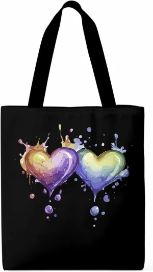 Canvas Tote Bag, Valentine's Day Aesthetic Canvas Tote Handbags for Women Shoulder Bag Love Heart Cartoon