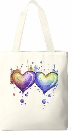Canvas Tote Bag, Valentine's Day Aesthetic Canvas Tote Handbags for Women Shoulder Bag Love Heart Cartoon