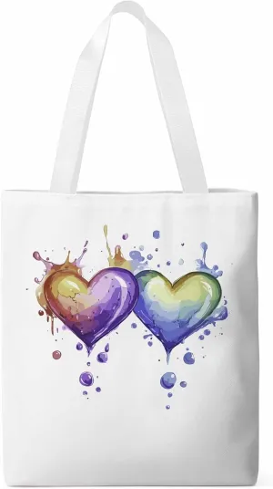 Canvas Tote Bag, Valentine's Day Aesthetic Canvas Tote Handbags for Women Shoulder Bag Love Heart Cartoon