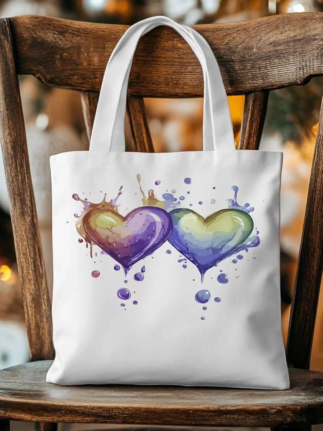 Canvas Tote Bag, Valentine's Day Aesthetic Canvas Tote Handbags for Women Shoulder Bag Love Heart Cartoon