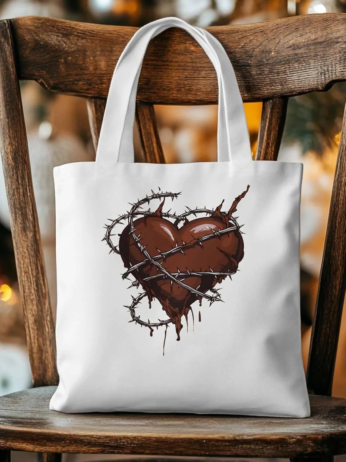 Canvas Tote Bag, Valentine's Day Aesthetic Canvas Tote Handbags for Women Shoulder Bag Love Heart Vintage