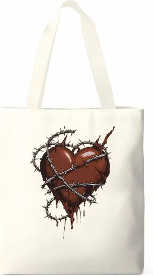 Canvas Tote Bag, Valentine's Day Aesthetic Canvas Tote Handbags for Women Shoulder Bag Love Heart Vintage