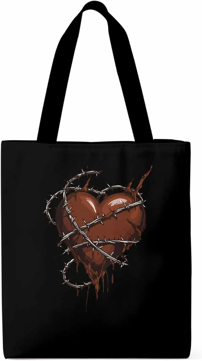 Canvas Tote Bag, Valentine's Day Aesthetic Canvas Tote Handbags for Women Shoulder Bag Love Heart Vintage
