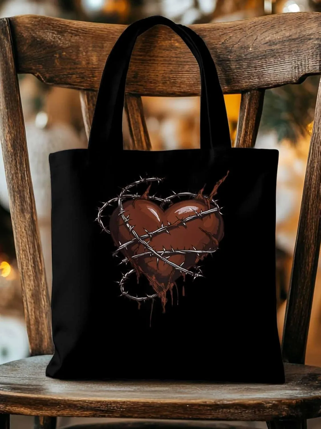 Canvas Tote Bag, Valentine's Day Aesthetic Canvas Tote Handbags for Women Shoulder Bag Love Heart Vintage