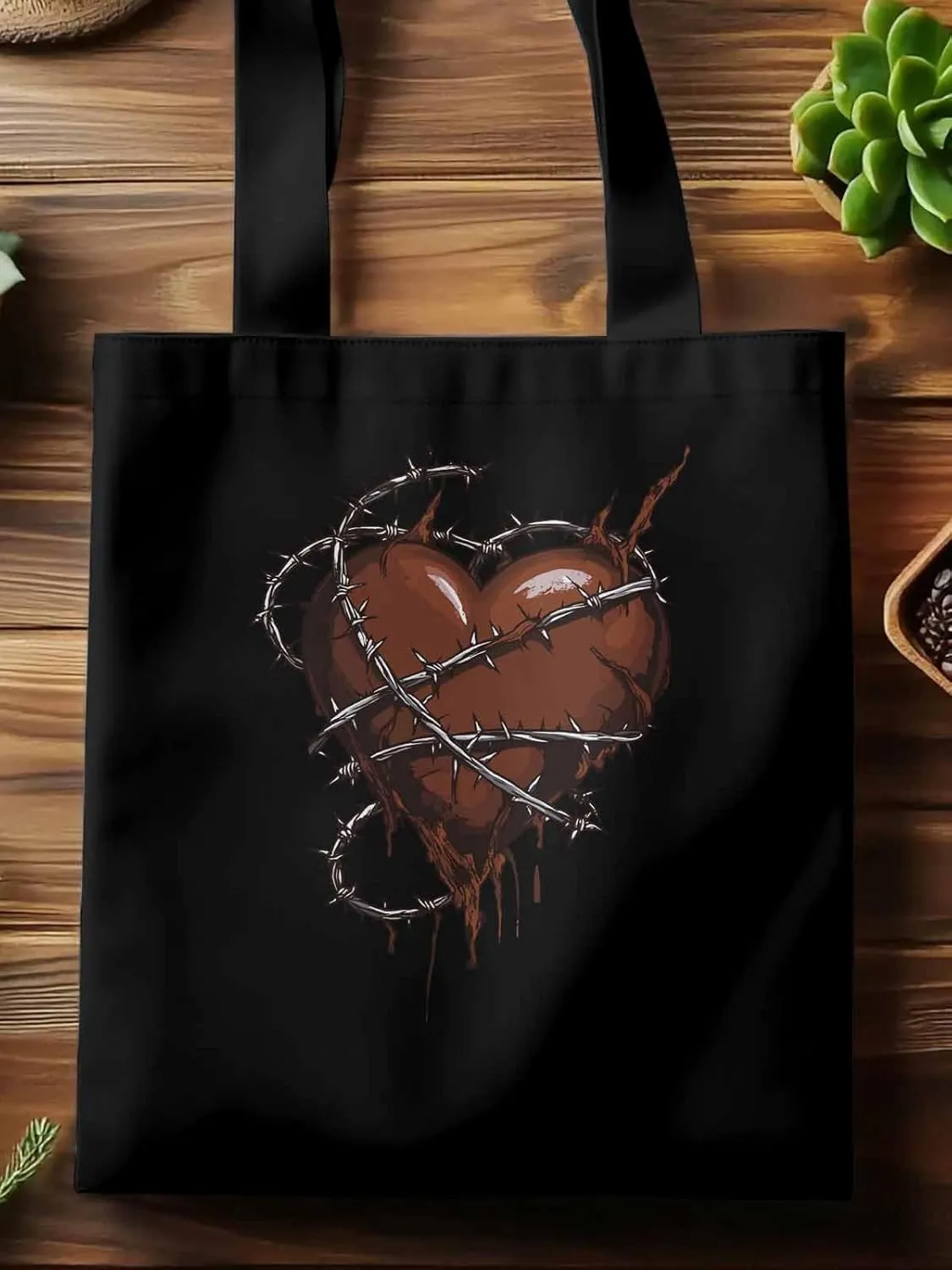 Canvas Tote Bag, Valentine's Day Aesthetic Canvas Tote Handbags for Women Shoulder Bag Love Heart Vintage