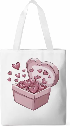 Canvas Tote Bag, Valentine's Day Aesthetic Canvas Tote Handbags for Women Shoulder Bag Pink Love Heart