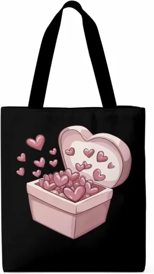 Canvas Tote Bag, Valentine's Day Aesthetic Canvas Tote Handbags for Women Shoulder Bag Pink Love Heart