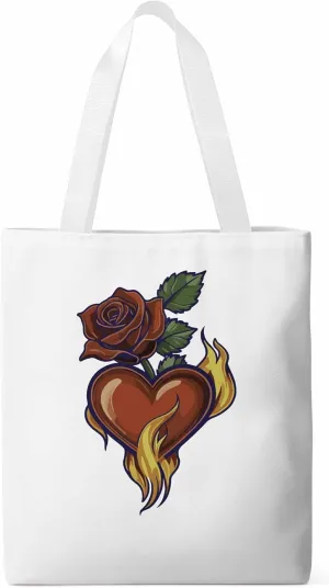 Canvas Tote Bag, Valentine's Day Aesthetic Canvas Tote Handbags for Women Shoulder Bag Roses Love Heart