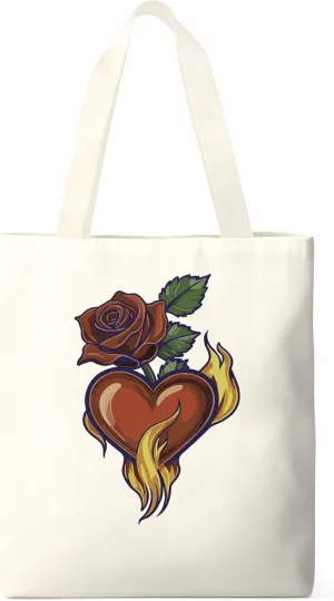 Canvas Tote Bag, Valentine's Day Aesthetic Canvas Tote Handbags for Women Shoulder Bag Roses Love Heart