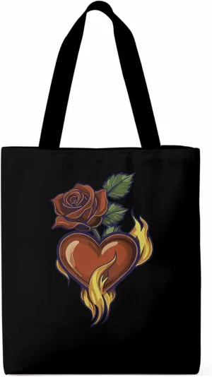 Canvas Tote Bag, Valentine's Day Aesthetic Canvas Tote Handbags for Women Shoulder Bag Roses Love Heart