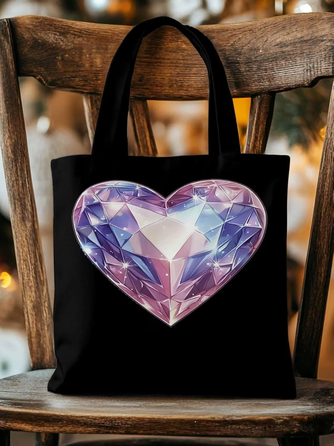 Canvas Tote Bag, Valentine's Day Love Gem Aesthetic Canvas Tote Handbags for Women Shoulder Bag